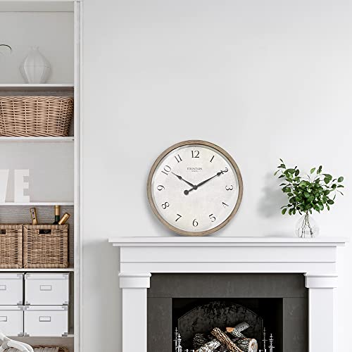 10" Silent Modern Farmhouse Wall Clock, Gray Oak Finish | Battery Operated, Regular Arabic Numeral, Accurate & Easy to Read for Living Room, Bedroom, Kitchen & Home Office - color: Light Gray Oak, size: 10 inch