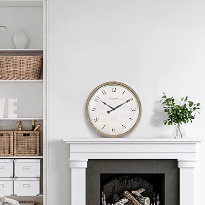 10" Silent Modern Farmhouse Wall Clock, Gray Oak Finish | Battery Operated, Regular Arabic Numeral, Accurate & Easy to Read for Living Room, Bedroom, Kitchen & Home Office - color: Light Gray Oak, size: 10 inch