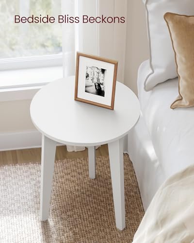 VASAGLE MAEZO Collection - Small Side Table, Round End Table, Nightstand with Tapered Legs, Curved Transitions, for Small Spaces, Living Room, Bedroom, Cloud White ULET237WB01S - color: Cloud White