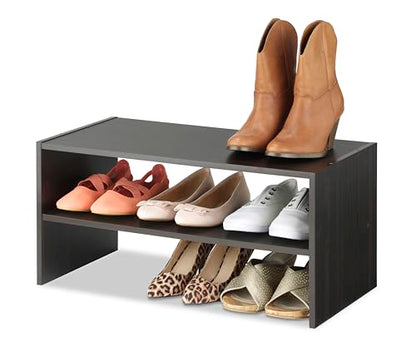 Whitmor Wood Stackable 2-Shelf Shoe Rack, 24 INCH, Espresso，2 Pack - color: Espresso, size: 24 INCH X2