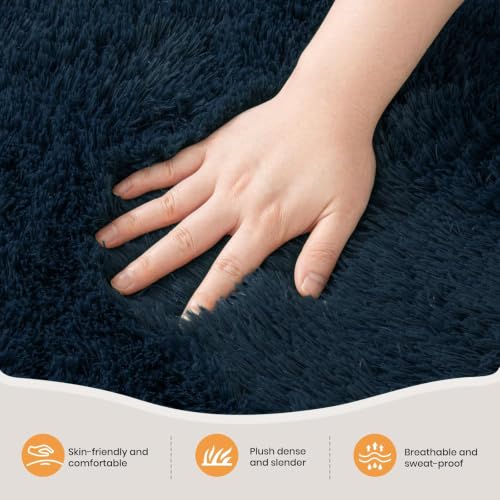 Zentavio Bedside Rugs for Boys Room 2x6 Runner Rugs for Hallway Bedroom Non Slip Fluffy Soft Shaggy Carpet for Kids Home Decor Aesthetic Dorm Nursery Navy Blue - color: Navy Blue, size: 2' x 6' (Runner)
