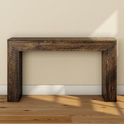 Plank+Beam Camden Console Table, 56 Inch, Rustic Barnwood Brown | Low-VOC Finish, Rustic Finish, Solid Wood - color: Rustic Barnwood, size: 56 Inch without Shelf