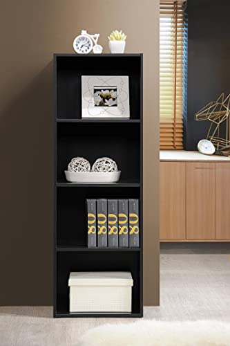 Hodedah 4-Shelf Bookcase in Black - color: Black, size: 4-Shelf