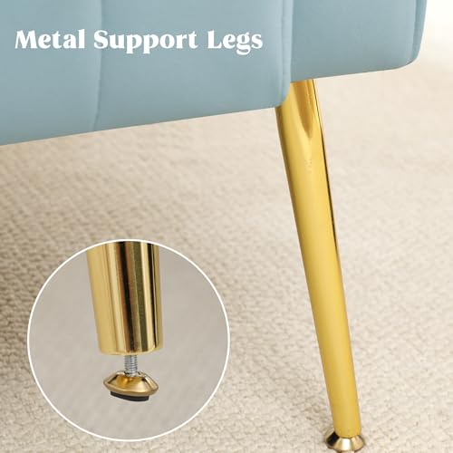 Modern Accent Chair Upholstered Living Room Chair,High Back Arm Chair with Metal Legs Lumbar Reading Chair for Bedroom, Apartment, Small Spaces Sky Blue - color: Sky Blue, size: Set of 1