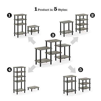 Furinno Turn-N-Tube DIY Multipurpose Combination Rack, French Oak Grey/Black - color: French Oak/Black, style: 6-Tiers with Round Tube