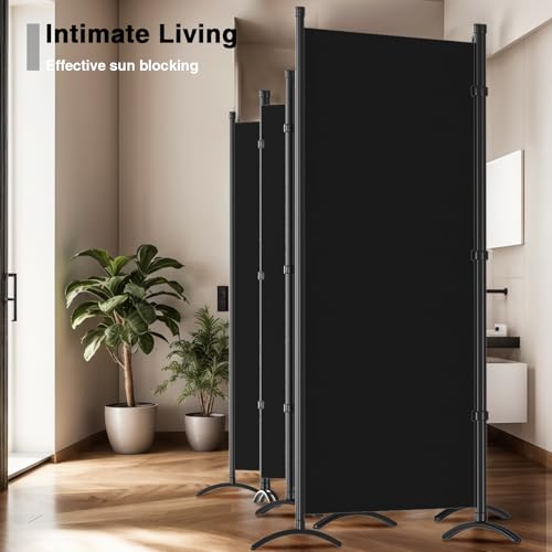Room Divider-Folding Privacy Screens, 6 ft Partition Room Dividers Wall for Separation, Home, Office, Classroom, Studio (Black, 8 Panel) - color: Black, size: 8 Panel