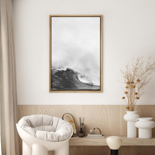 SIGNWIN Framed Canvas Print Wall Art Dramatic Waves in The Ocean Nature Ocean Photography Realism Nautical Scenic Dramatic for Living Room, Bedroom, Office - 16"x24" Natural - color: B03-21022-spl10, size: 24"L x 16"W