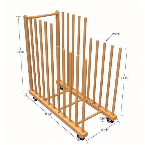 Art Storage Rack on Wheels, Wood Drying Stand for Canvas & Art | Art Supply Organizer, Studio Storage Cart, Craft Drying Rack, Space Saving, Rolling Stand, Gallery Display, Portable Art Rack