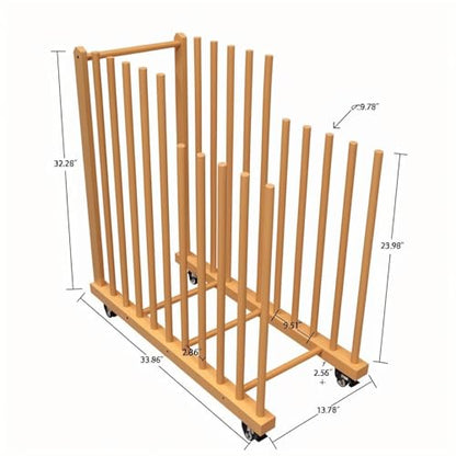 Art Storage Rack on Wheels, Wood Drying Stand for Canvas & Art | Art Supply Organizer, Studio Storage Cart, Craft Drying Rack, Space Saving, Rolling Stand, Gallery Display, Portable Art Rack