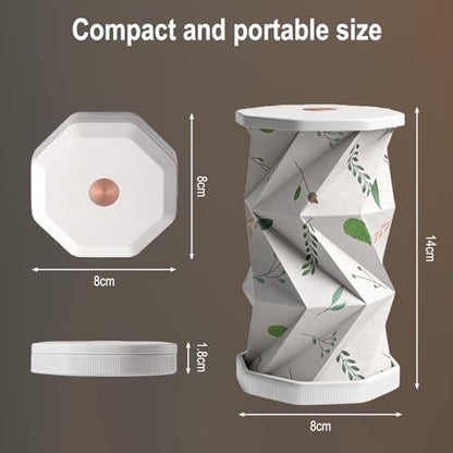 Foldable Mini Night Light, USB Rechargeable Touch Lamp | Portable Paper Lantern Lamp with Dimmable Warm Glow, Boho Leaf Pattern, Rotating Design for Bedroom, Living Room & Travel