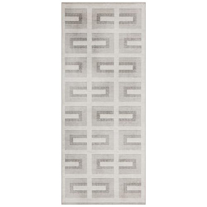 Machine Washable Area Rug Runner - Living Room Bedroom Bathroom Kitchen Entryway Office - Non-Slip Baking Low Pile Stain Resistant Premium - Modern Geometric - Remi - Beige 2'6" x 6' - color: Remi - Beige, size: 2'6" x 6' (Rectangular)