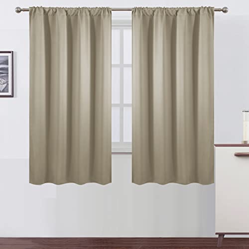 Blackout Curtains 42 x 63 inch/Beige Curtains Set of 2 Panels/Thermal Insulated Room Darkening Bedroom Curtains - color: Beige, size: 42"W x 63"L (Pack of 2)