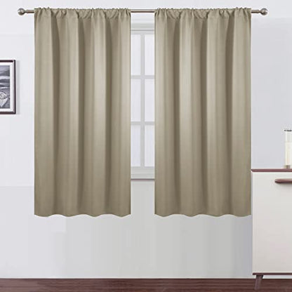 Blackout Curtains 42 x 63 inch/Beige Curtains Set of 2 Panels/Thermal Insulated Room Darkening Bedroom Curtains - color: Beige, size: 42"W x 63"L (Pack of 2)