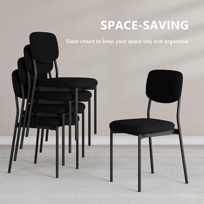 Einhomn Upholstered Dining Chairs Set, Modern Stackable Dining Room Chairs with Soft Velvet Backrest, Kitchen Chairs with Sturdy Metal Legs for Living Room, Restaurant, Set of 2,Black - color: Black