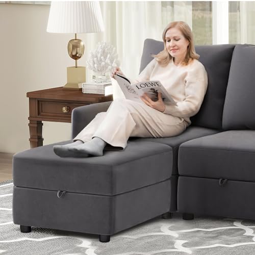 COMHOMA Convertible Sectional Sofa Couch Free Combination L/U Shaped Sofa with High Density Memory Foam Modular Oversized Cloud Couch for Living Room, Apartment and Small Space 6 Seaters - size: 4+2M