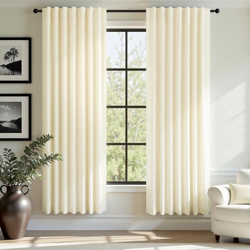 72 Inch Long Curtains Velvet 2 Panel Soft Lightweight Light Dimming Dining Room Darkening Luxury Living Room Curtain for Girls Bedroom Nursery Off White Darkening Thermal Drapes Length Ivory Off White - color: Ivory, size: 52"W x 72"L (Pack of 2)