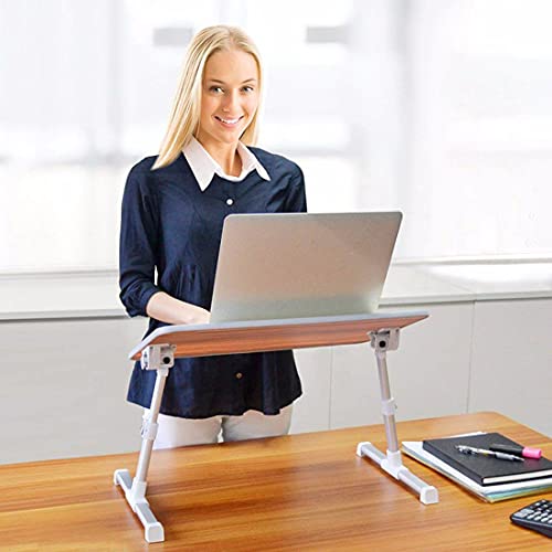 Amazon Basics Portable Foldable Adjustable Laptop Stand Tray Table Lap Desk for Bed and Couch, Fits up to 17-Inch Laptop, 13"x24", Cream - size: Large