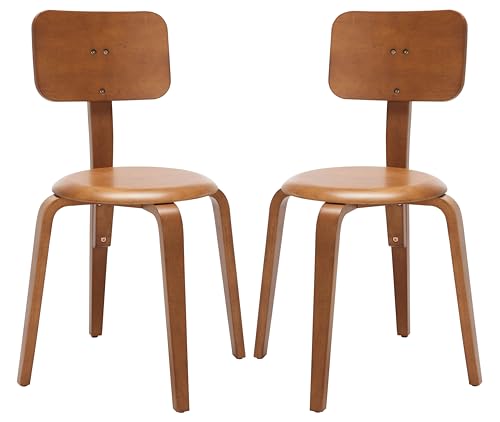 SAFAVIEH Home Collection Luella Walnut Stackable Dining Chair Set of 2 - color: Walnut