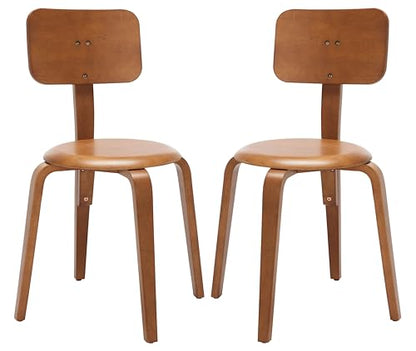 SAFAVIEH Home Collection Luella Walnut Stackable Dining Chair Set of 2 - color: Walnut