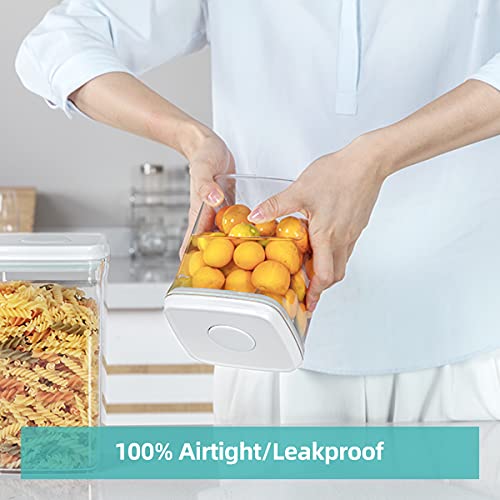 Airtight Food Storage Container - 0.32 QT （380ml Small Pop Up Food Containers With Lids, Bpa Free Stackable Container for Sugar Tea Candy- 8 Labels - Clear - color: 0.32 QT