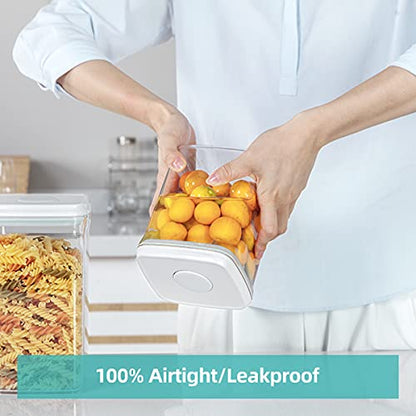 Airtight Food Storage Container - 0.32 QT （380ml Small Pop Up Food Containers With Lids, Bpa Free Stackable Container for Sugar Tea Candy- 8 Labels - Clear - color: 0.32 QT