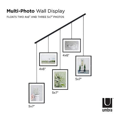 Umbra Exhibit Picture Frame Set, Adjustable Wall Mount, Set of 5, Black | Steel construction, customizable layout, damage-free hanging, fits 4x6 and 5x7 photos, includes mounting hardware - color: Black, size: Set of 5, style: 5-Opening