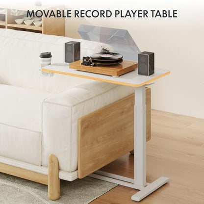 FLEXISPOT H7 32" Pneumatic Height-Adjustable Overbed Table with Wheels | C-shaped bedside table TV Tray,Medical End Side Table,Laptop desk for Hospital Home office use,31.5"Wx17.7"D,White Maple - color: White Maple, size: Large