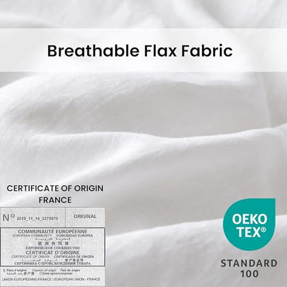 Simple&Opulence 100% Linen Duvet Cover Set with Crossed Embroidery Washed - 3 Pieces (1 Duvet Cover with 2 Pillow Shams) Soft Breathable Farmhouse - White, Queen Size - color: Crossed-white, size: Queen