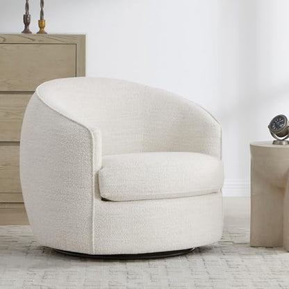 CHITA Barrel Swivel Accent Chair, FSC Wood Frame, Fully Assembled, Cream | Modern Armchair with FSC Certified Wood Frame, Living Room Chair for bedroom & office, 31.5"Dx32.3"Wx28.7"H, 350 Lbs Capacity - color: Cream - Fabric