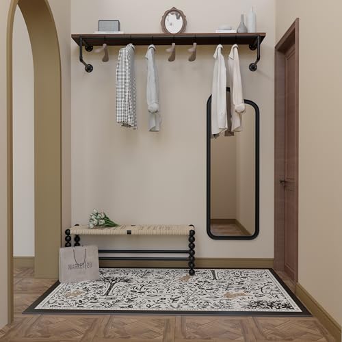 Clothes Rack 60in, Wall Mounted Garment Racks with Real Walnut Wood Shelf, Heavy Duty Hanging Clothes Rack, Multi-Purpose Hanging Rod, Space-Saving Closet Storage - color: Walnut, size: 1T60IN