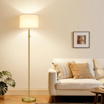 Floor Lamp Simple Design with Shade, Small Tall Lamps for Living Room Bedroom Office Dining Room Kitchen-Brass - color: Brass-Linen Shade