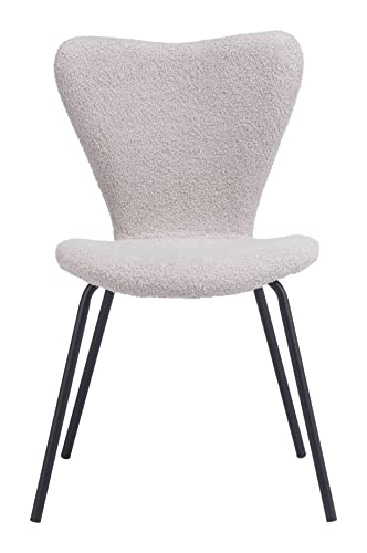 Zuo Thibideaux Dining Chair (Set of 2) Light Gray, Gray Dining Chair, Stackable for Space Saving Storage, Plywood, Indoor Dining, 20.1" W x 20.1" D x 32.7" H