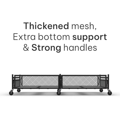 Under Bed Storage with Wheels – Heavy Duty Large Metal Storage Container (70lb load), Low Profile Rolling Organizer with Removable Rubber Wheels, Easy Access for Clothes, Shoes & Blankets - size: Pack of 2