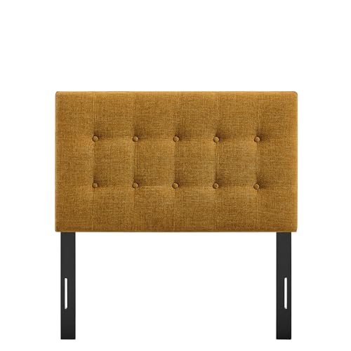 Modway Emily Twin Size Fabric Headboard in Copper - Linen-Like Upholstery with Button Tufting and 7 Adjustable Height Positions - color: Copper, size: Twin