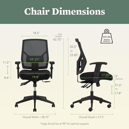 HON Crio Ergonomic Office Chair, Office Desk Computer Chair, Black | High back ergonomic desk chair with lumbar support, adjustable arms, advanced tilt, rolling seating for home office decor - color: Mesh Back - Advanced Tilt