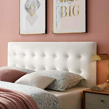 Modway Emily Queen Biscuit Tufted Performance Velvet Headboard, White - color: White, size: Queen