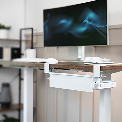 VIVO 16 inch Clamp-On Sliding Pull-out Drawer without Shell for Office Desk, Storage Organizer for Sit Stand Workstation, White, DESK-AC03C-W