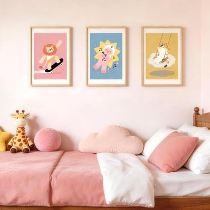 upsimples 16x24 Picture Frame Solid Wooden, Nursery Wall Frames Set of 3 | 100% Natural Solid Wood, Fit 14x20 with Mat and 16 x 24 Posters, For Kids Room, Gallery Wall Décor - size: 16X24