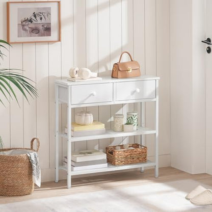 HOOBRO 29.5" Narrow Console Table with 2 Fabric Drawers, Sofa Table, Small Entryway Table with 3-Tier Storage Shelves, Behind Couch Table, for Living Room, Hallway, White WW72XG01G1 - color: White