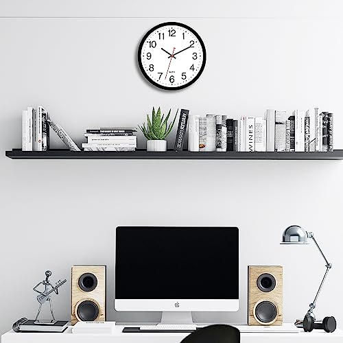 Foxtop Black Wall Clock Silent Non-Ticking 12 Inch Quartz Battery Operated Round Analog Wall Clock for Classroom School Office Living Room Bedroom Home - color: Black, size: 12 Inch - 1 Clock