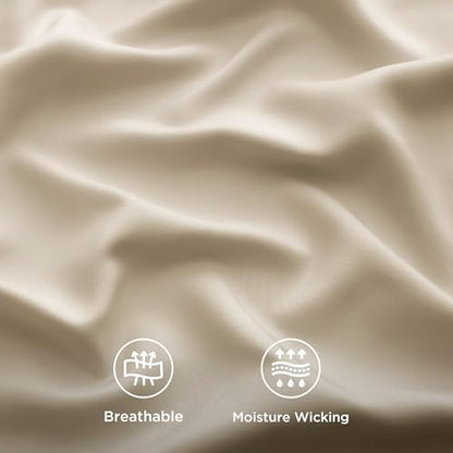 Bedsure PureWoven 100% Rayon Derived from Bamboo, Twin Bed Sheets, 3 Pieces | Cooling Sheets for Hot Sleepers, Breathable & Silky Soft, 16" Deep Pocket, Hotel Luxury Bedding, Beige - color: 03 - Beige, size: Twin