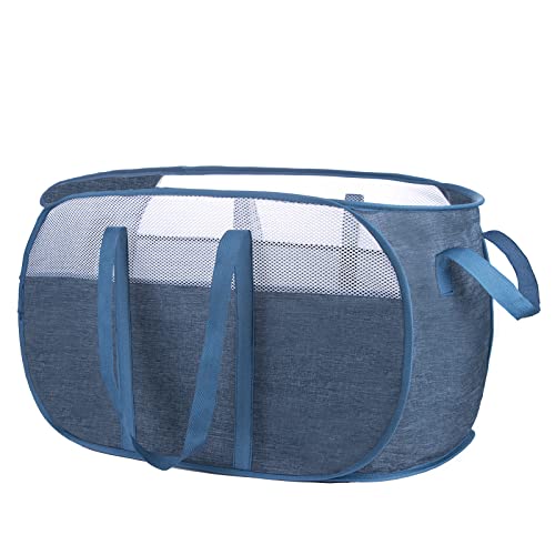 Pop Up Laundry Hamper，with Durable Handles collapsible laundry basket，Easy to Open and Fold for college Dorm,kids room，travel (Blue)… - color: Blue