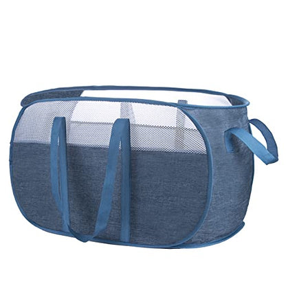 Pop Up Laundry Hamper，with Durable Handles collapsible laundry basket，Easy to Open and Fold for college Dorm,kids room，travel (Blue)… - color: Blue