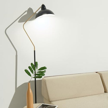 Brightech Swoop 69 in. Classic Black Industrial 1-Light Adjustable LED Floor Lamp with Black Metal Bowl Shade FL-SWP-BLK - color: Black