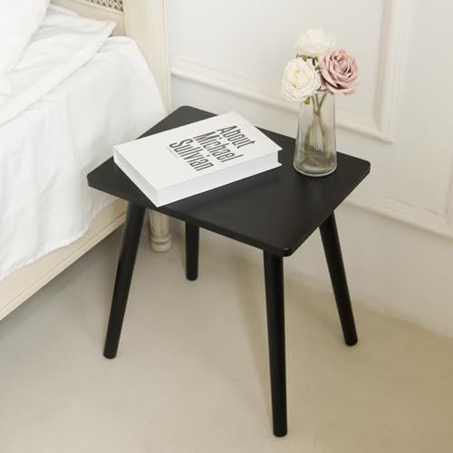 AWASEN Side Table, Small Black End Table for Living Room Bedroom Office Small Spaces, Modern Accent Side Table Nightstand with Solid Wood, Easy Assembly, (Black) - color: Black