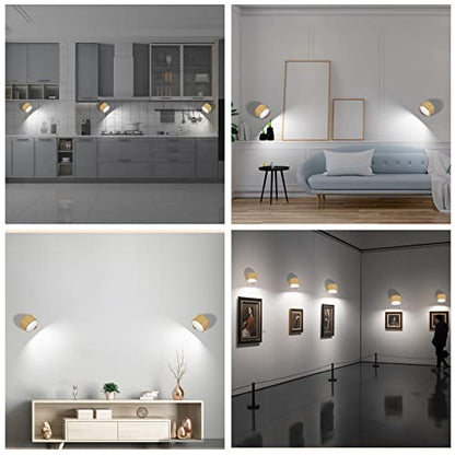 Deyagoo LED Wall Sconce, Rechargeable Wall Light with Remote-Wood | 3 Colors, Dimmable, Magnetic Rotating Head, 360 Degree Rotate - color: A-Wood