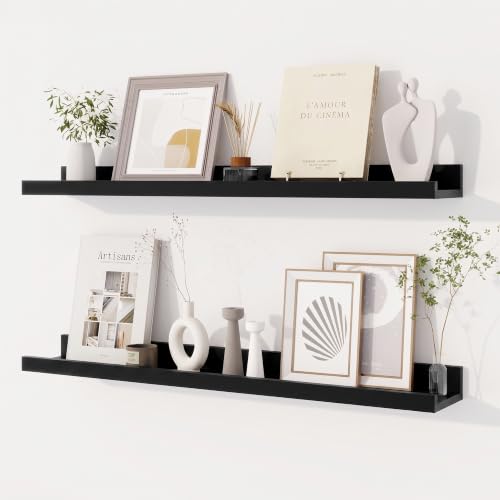 Dreamland Picture Ledge Shelf for Wall, Floating Shelves Set of 2,30 inch Long Floating Shelves with Lip for Living Room,Bedroom,Bathroom,Kitchen,Black - color: Black, size: 30inch