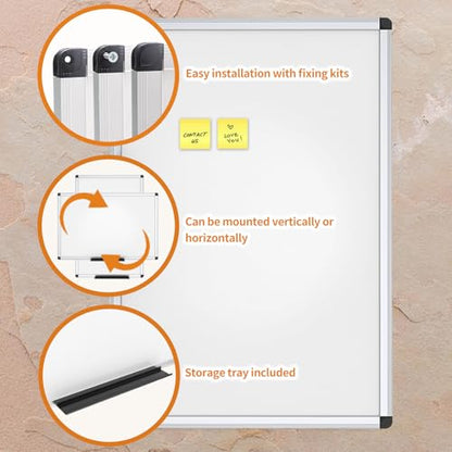 VIZ-PRO Magnetic Dry Erase Board, 24 X 18 Inches, Silver Aluminium Frame - size: 24 X 18 Inches