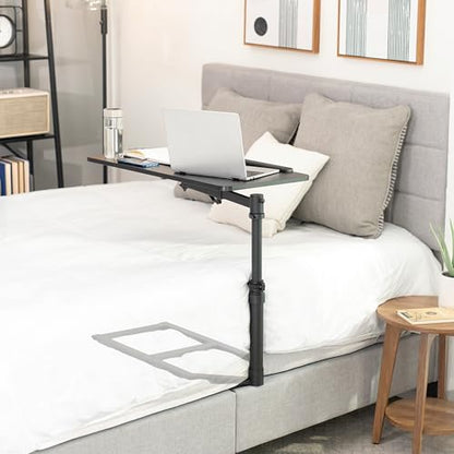 Height Adjustable Under Mattress 30 inch Bedside Desk, Works with Lofts and Beds Without Frames, Tilting Desktop, Fits Laptops, Books, and More, Black - size: 30"