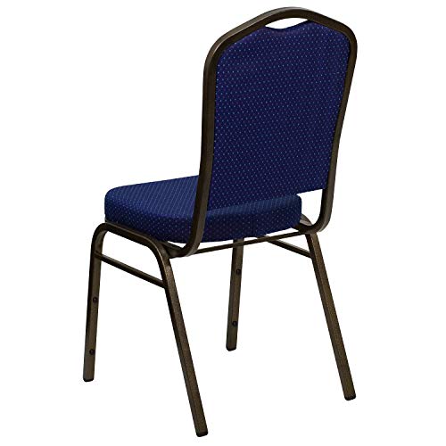 Flash Furniture Hercules Crown Back Stackable Banquet Chair, Navy Blue | Gold Vein Frame, Fabric Upholstery - color: Navy Blue Patterned Fabric/Gold Vein Frame, size: Set of 1